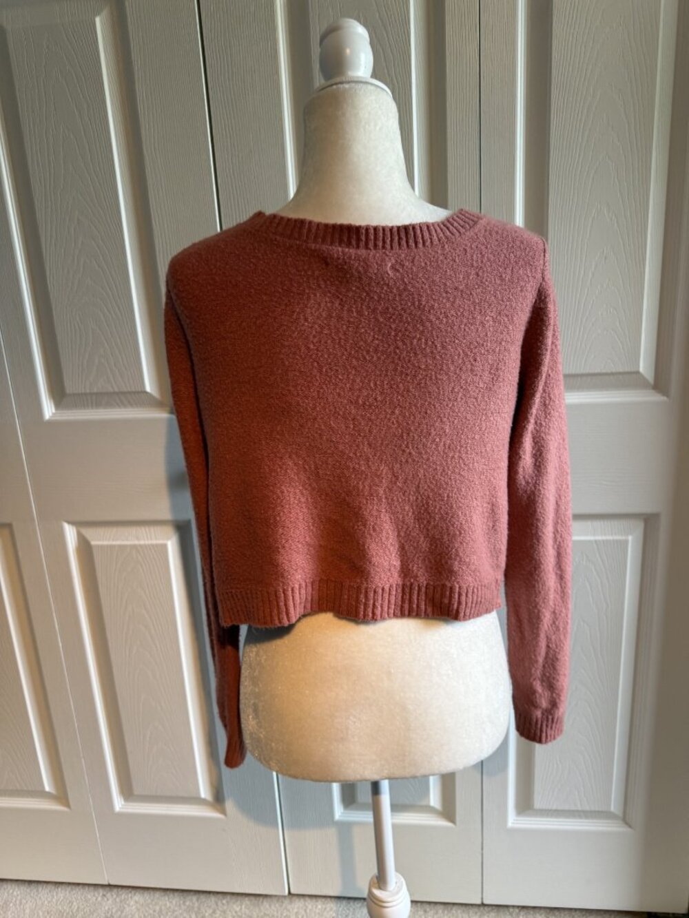 American Eagle Soft Cropped Button Front Cardigan Mauve Rose Pink Size Small - Picture 2 of 7